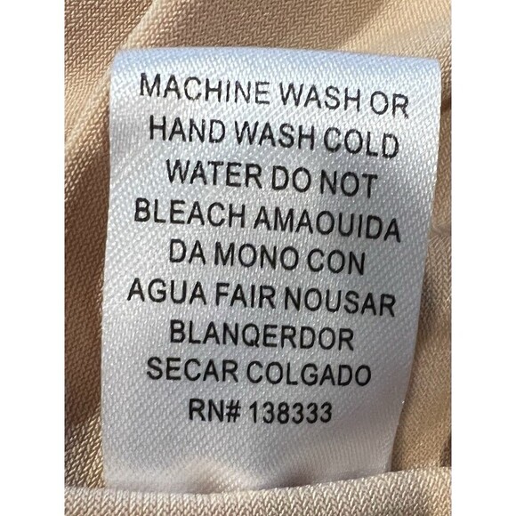 Better Be Tan Nude rouched Stretch V Neck Mini short sleeve dress Size Small - Picture 6 of 7